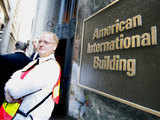 Security guard outside the AIG headquarter