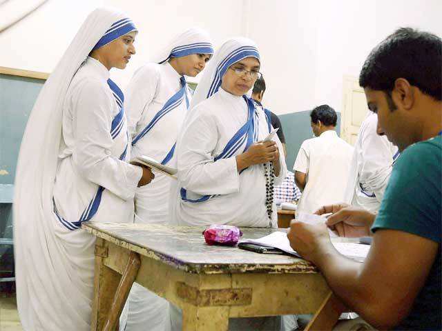 Missionaries of Charity wait to cast vote