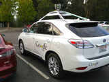 Google self-driving car coming around the corner