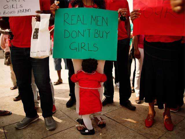 Protesters in Chibok in Nigeria