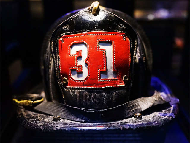 Surviving firefighter Dan Potter's helmet