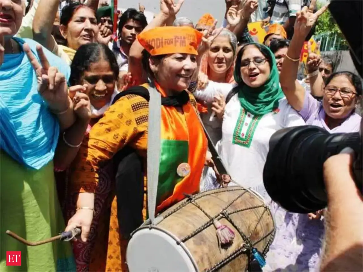 May 16, 2014 - BJP party workers celebrate in Chandigarh | The Economic ...