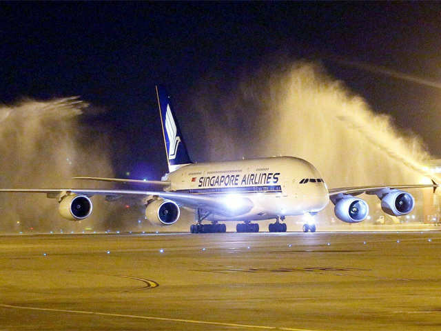 Singapore Airlines's airbus A 380 in New Delhi