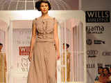 Model walking the ramp for designer duo Gauri & Nainika