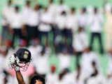 Sachin Tendulkar celebrates