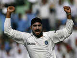 Harbhajan Singh celebrates after dismissing Simon Katich