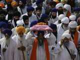 Sikh religious procession at Golden Temple