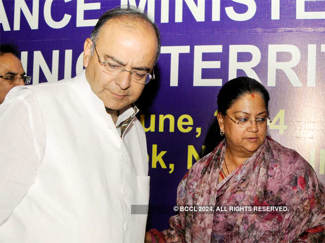 Arun Jaitley and Vasundhara Raje ahead of pre-budget meet