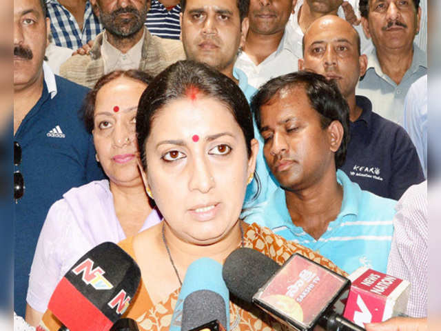 Smriti Irani talks to media on students' death