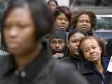 Voters wait in line