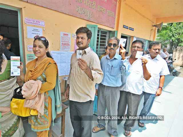 Citizens at a polling booth in Nagpur