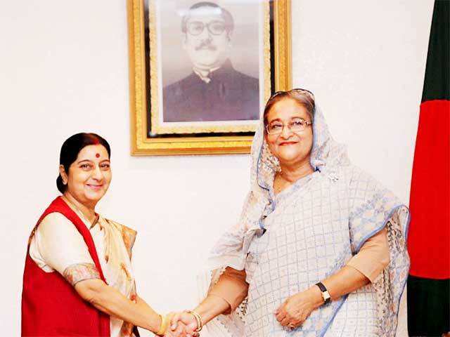 Sushma Swaraj meets Sheikh Hasina