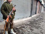 CRPF soldier on a deserted street in Srinagar