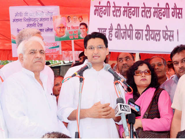 Deepender Singh Hooda at protest rally