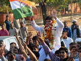 Gopal Meena celebrates after winning  