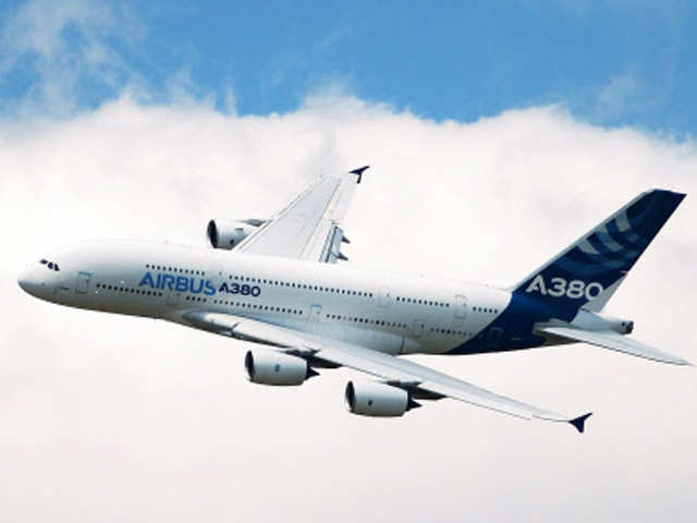 Airbus A380 flies at the opening day