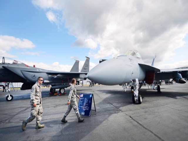 US F-18 fighter jets at the Farnborough Airshow