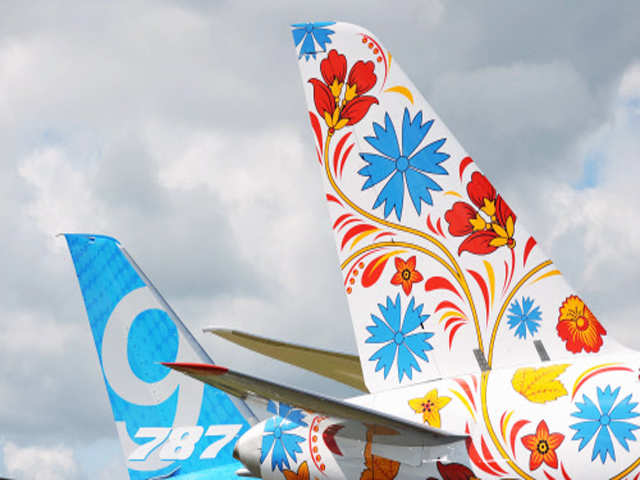 Painted tail-wings on a Russian Utair aircraft