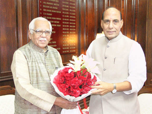 Governor-Designate of UP Ram Naik with Rajnath Singh