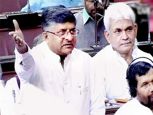 Ravi Shankar Prasad in Parliament during budget debate