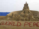 Sand artist wishes peace through sculpture