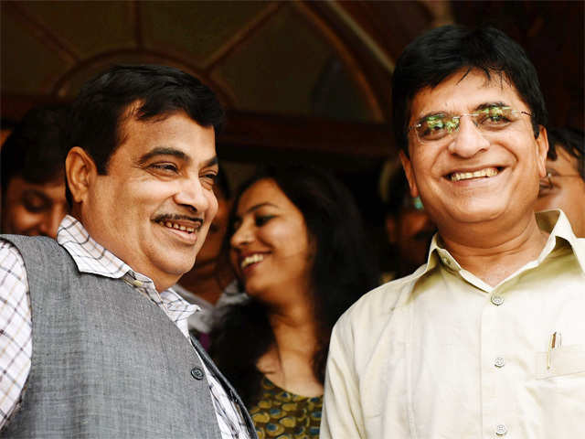 Nitin Gadkari with BJP MP Kirit Somaiya