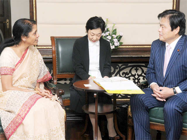 Nirmala Sitharaman with Japan's Minister of Economy, Trade and Industry