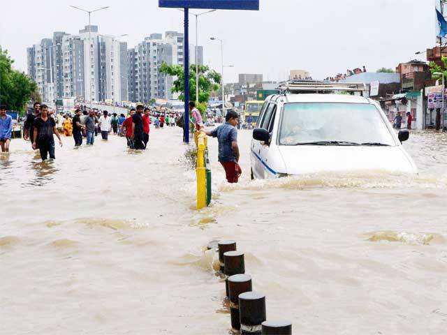 Flooded road in Ahmedabad