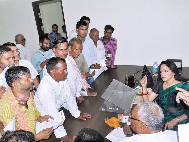 BJP MP Hema Malini during a visit to Mathura