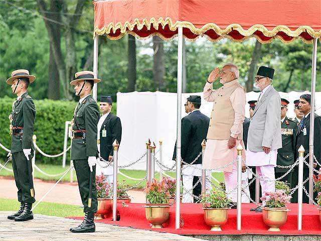 Modi during official welcome ceremony in Nepal