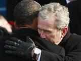 Bush embraces Barack Obama