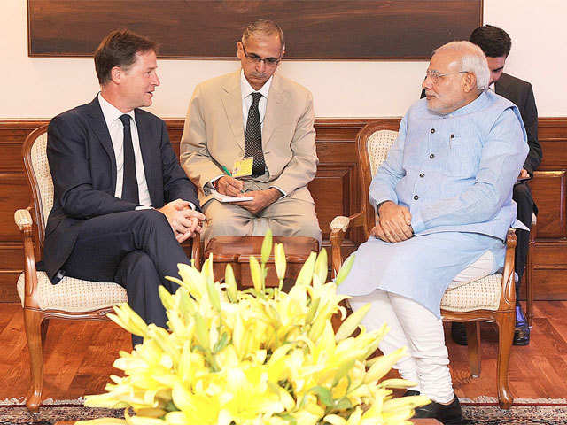 Narendra Modi meets British Deputy Prime Minister Nick Clegg