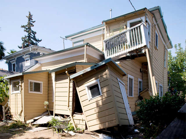 A house slid off its foundation