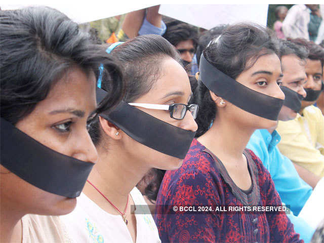 ABVP activists staging a silent protest