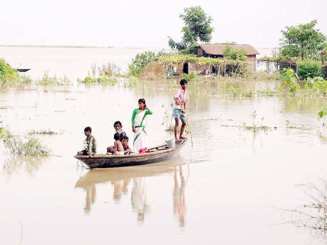 Flooded village in Kamrup district of Assam