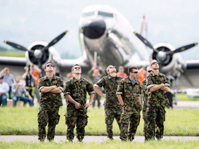 Members of the Swiss army at AIR14 air show