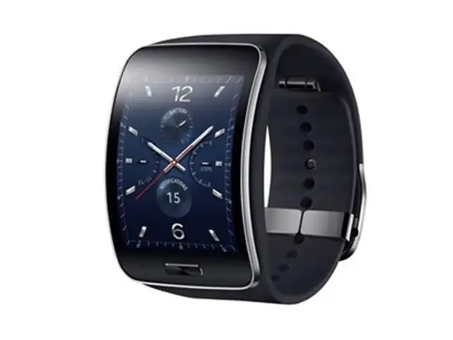 The Gear S though - is a big departure from the norm, quite literally. This is a large smartwatch - it has a 2-inch super amoled screen that curves around the wrist. Image: http://samsungmobilepress.com The Gear S though - is a big departure from the norm, quite literally. This is a large smartwatch - it has a 2-inch super amoled screen that curves around the wrist. Image: http://samsungmobilepress.com
