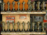 Replica Oscar statues on display