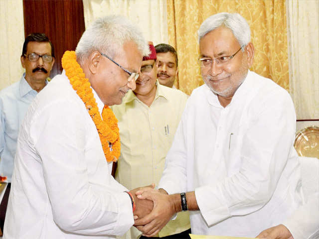 Nitish Kumar greets newly elected RJD MLC Bhola Yadav