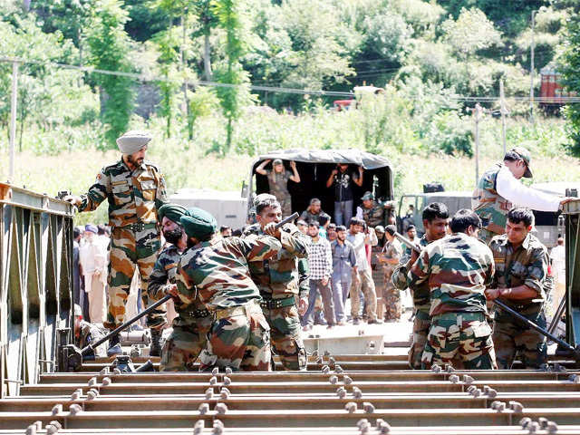Army builds bridges in flood hit J&K