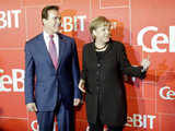  Arnold Schwarzenegger & Angela Merkel at CeBIT