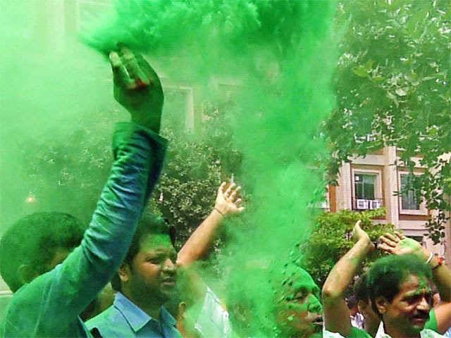 TMC supporters celebrating victory