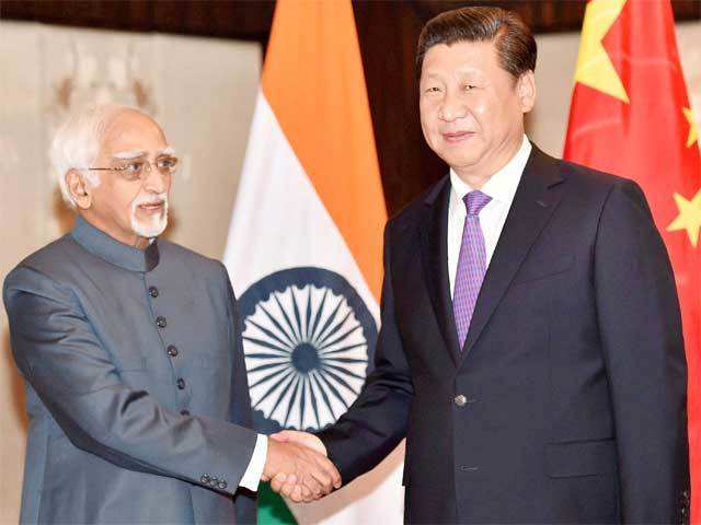 Hamid Ansari & Xi Jinping during a meeting