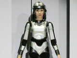 Cybernetic human robot walks the ramp