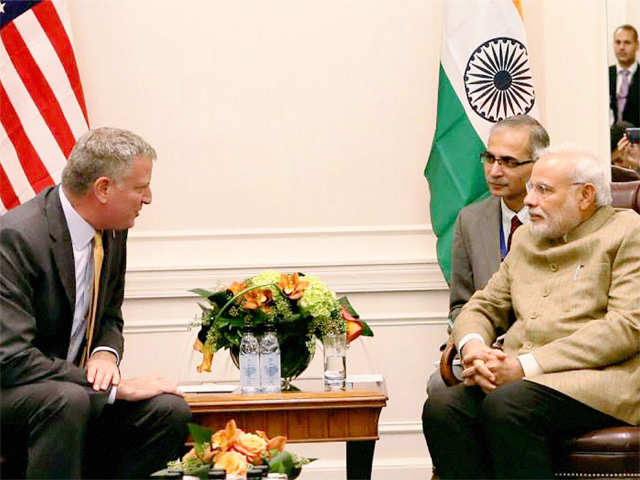 PM Narendra Modi in a meeting with New York Mayor