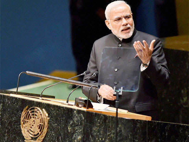 PM Modi addresses the 69th session of the UNGA in New York on Saturday
