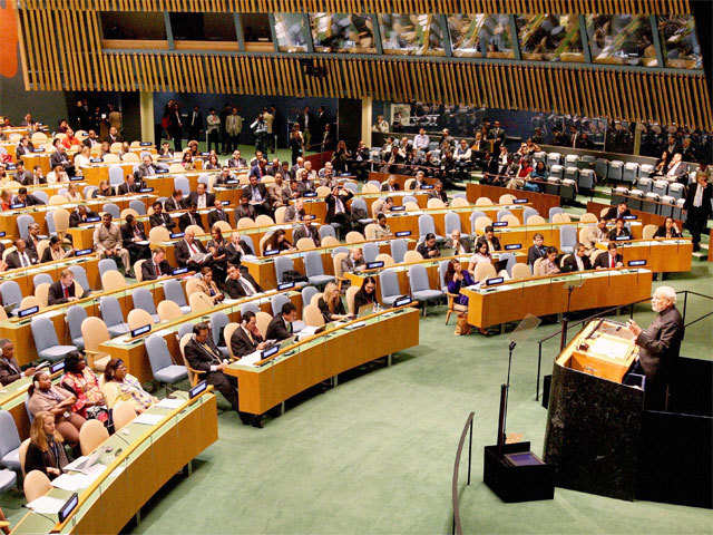 Modi speaking at 69th session of the UNGA in New York