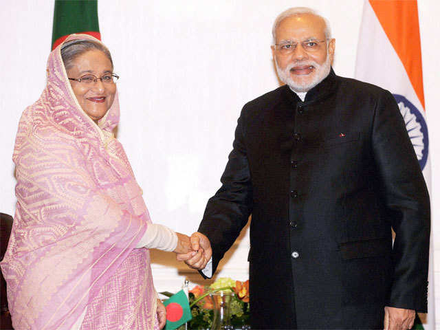 Modi with Bangladeshi PM Sheikh Hasina
