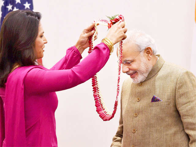 PM Modi greeted by Tulsi Gabbard