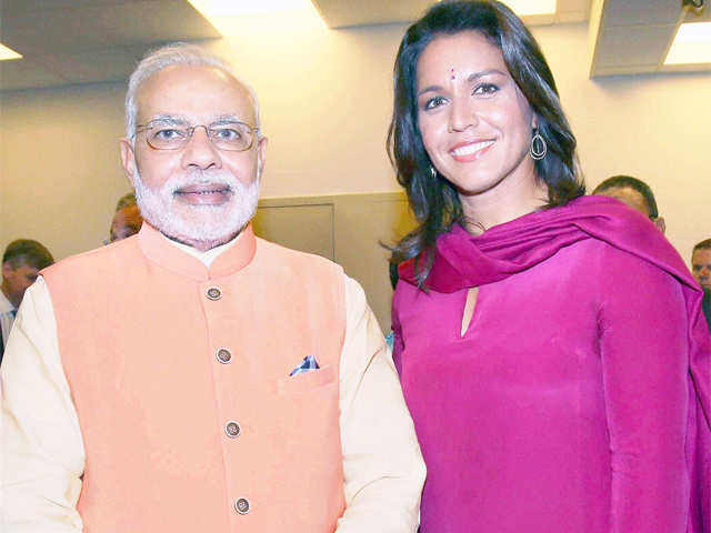 PM Modi poses for photograph with US Congresswoman Tulsi Gabbard